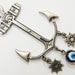 Anchor Wall Hanging Amulet Handmade Turkish Silver Plated Evil Eye Bead