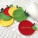 Apple Crochet Coasters Mix . Kitchen Decor Drink Healthy Vegan Decor Crochet Fruit Collection - Set of 6