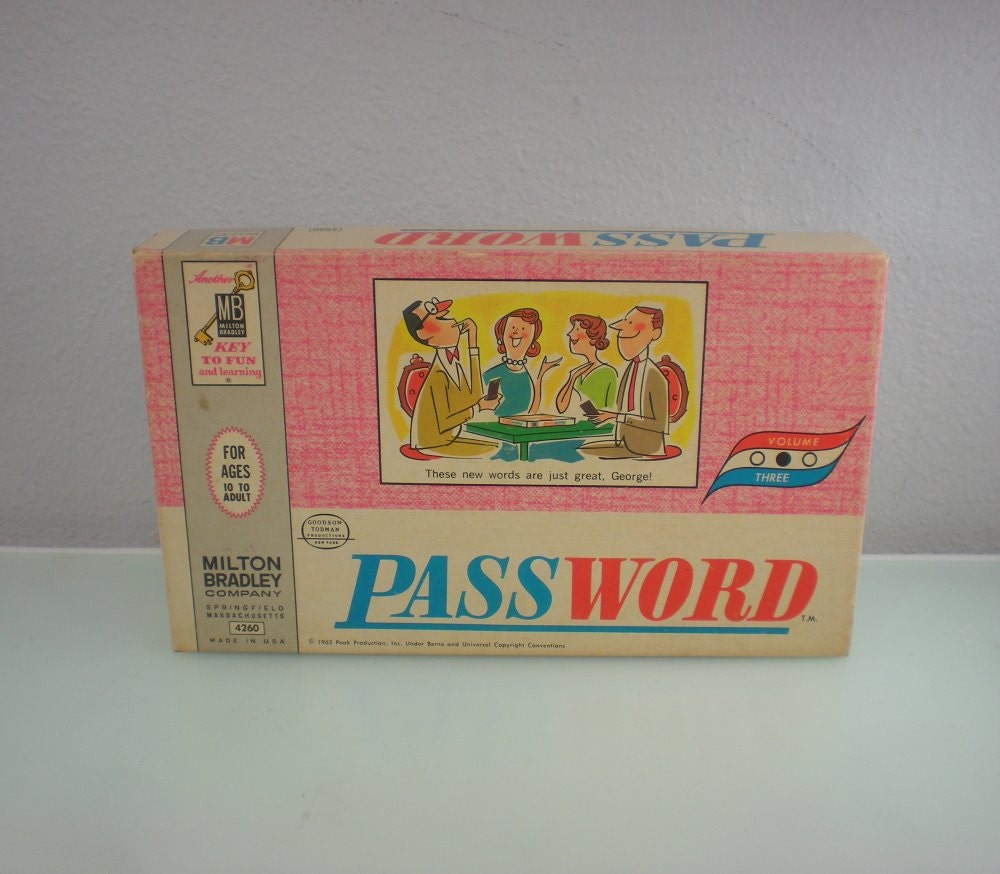 1963 Password Game - Milton Bradley