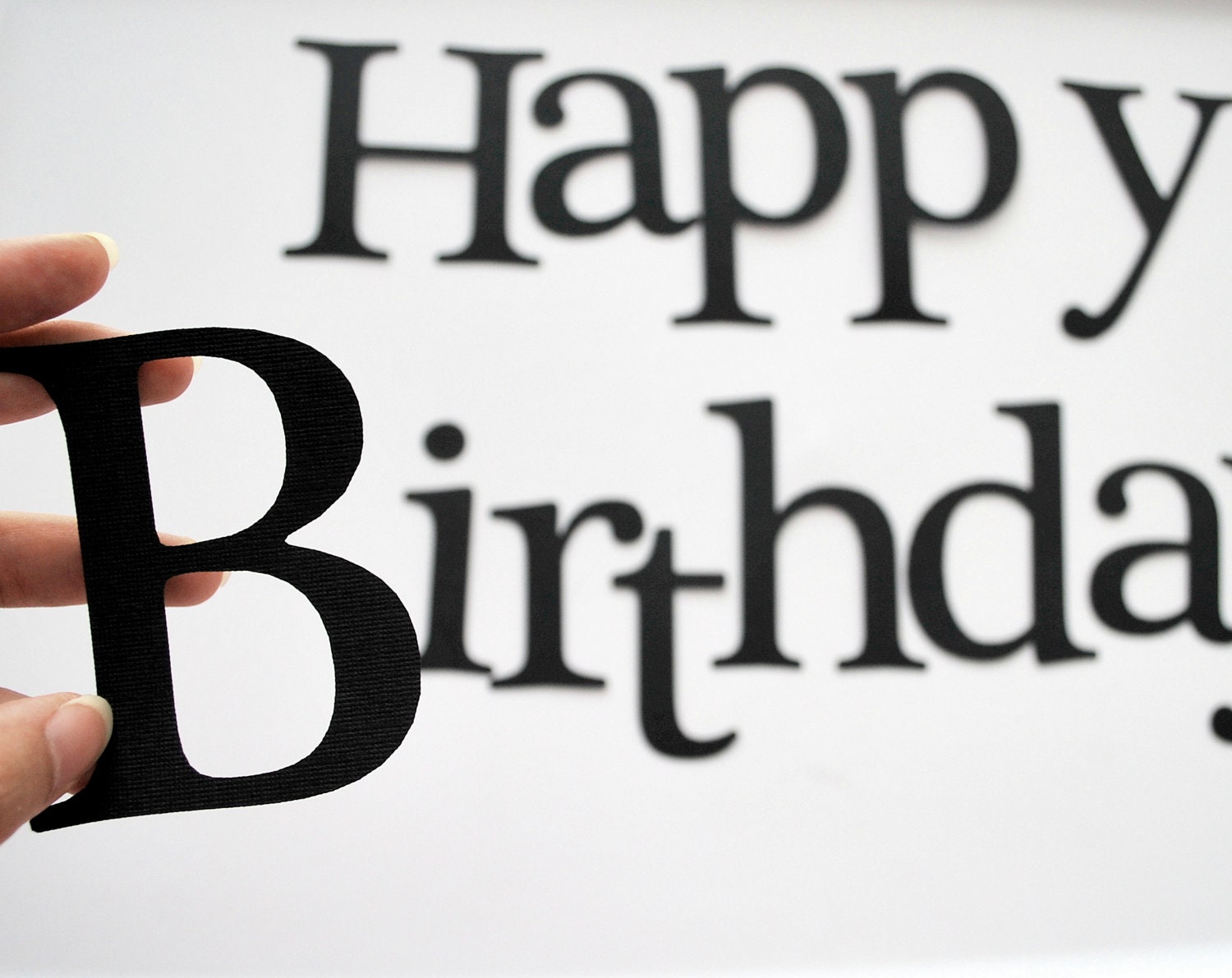 Happy Birthday, BLACK Die cut letters for Banner (3.5 inches tall) A201