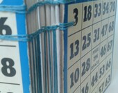 Vintage bingo book / journal / sketchbook - dark blue with light blue thread