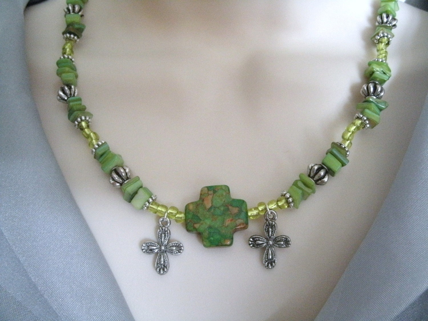 Turquoise Cross Necklace, southwestern jewelry cowgirl country western native american rodeo gypsy victorian spiritual religious christian
