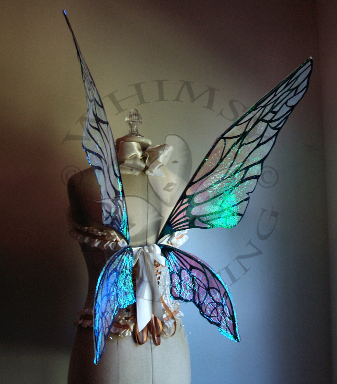 Natural Fairy Wings Wedding Halloween Costume Faerie Reenactment Fantasy Renaissance Custom Cellophane