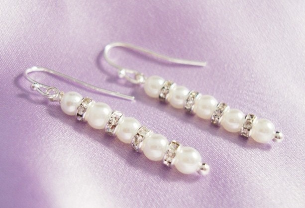 Bridal earrings, LAILA - Swarovski Pearls and Rhinestones Earrings - Pick your color