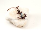 Birthstone anchor pendant wire wrapped with antiqued copper