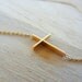 14K Yellow Gold Sideway Cross Necklace, Gold Necklace, Cross Necklace, Gold Cross