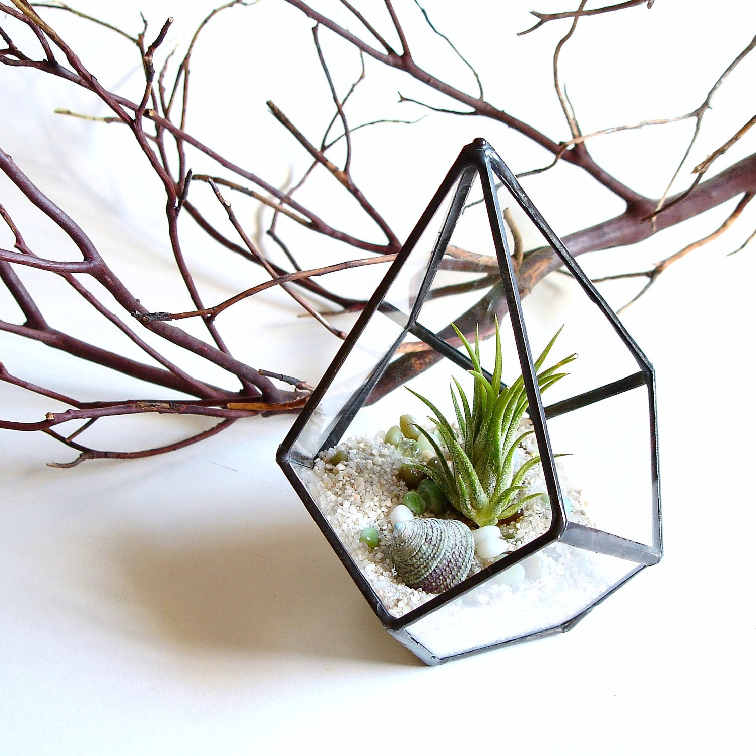 Geometric Terrarium Pod, Air Plant Glass Terrarium, Stained Glass Planter