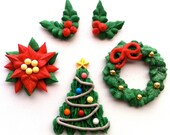Royal Icing Christmas Cupcake Toppers-  Combination Pack