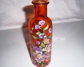 Orange bud vase - multi floral - swarovski crystals