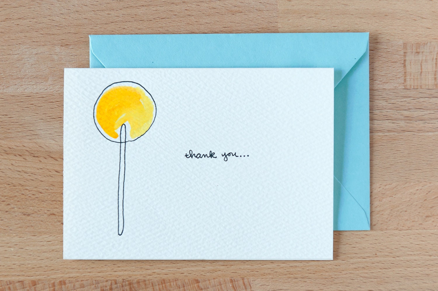 lollipop thank you card yellow and teal