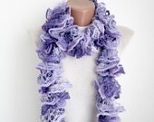 Purple Lilac Knit Scarf Fall Fashion Frilly scarf Ruffled Scarf Holiday Accessories
