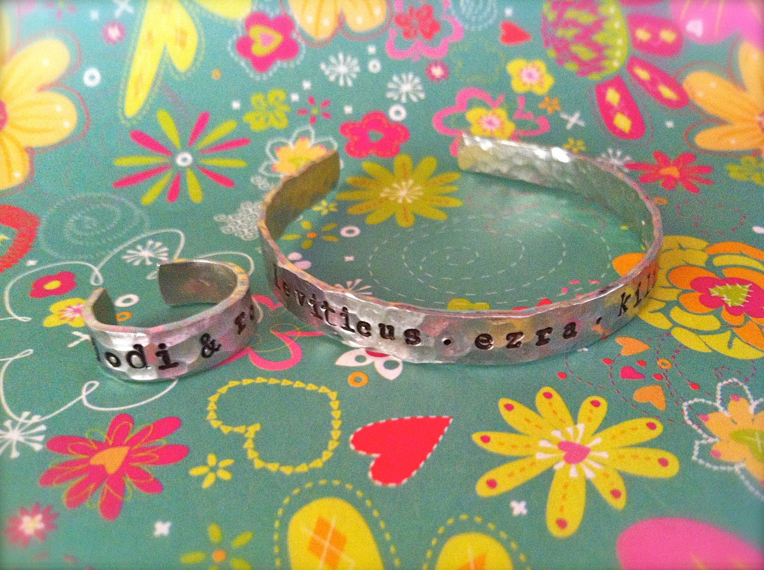 Mother's Day SALE--NEW-Hammered Skinny Cuff and Ring Set