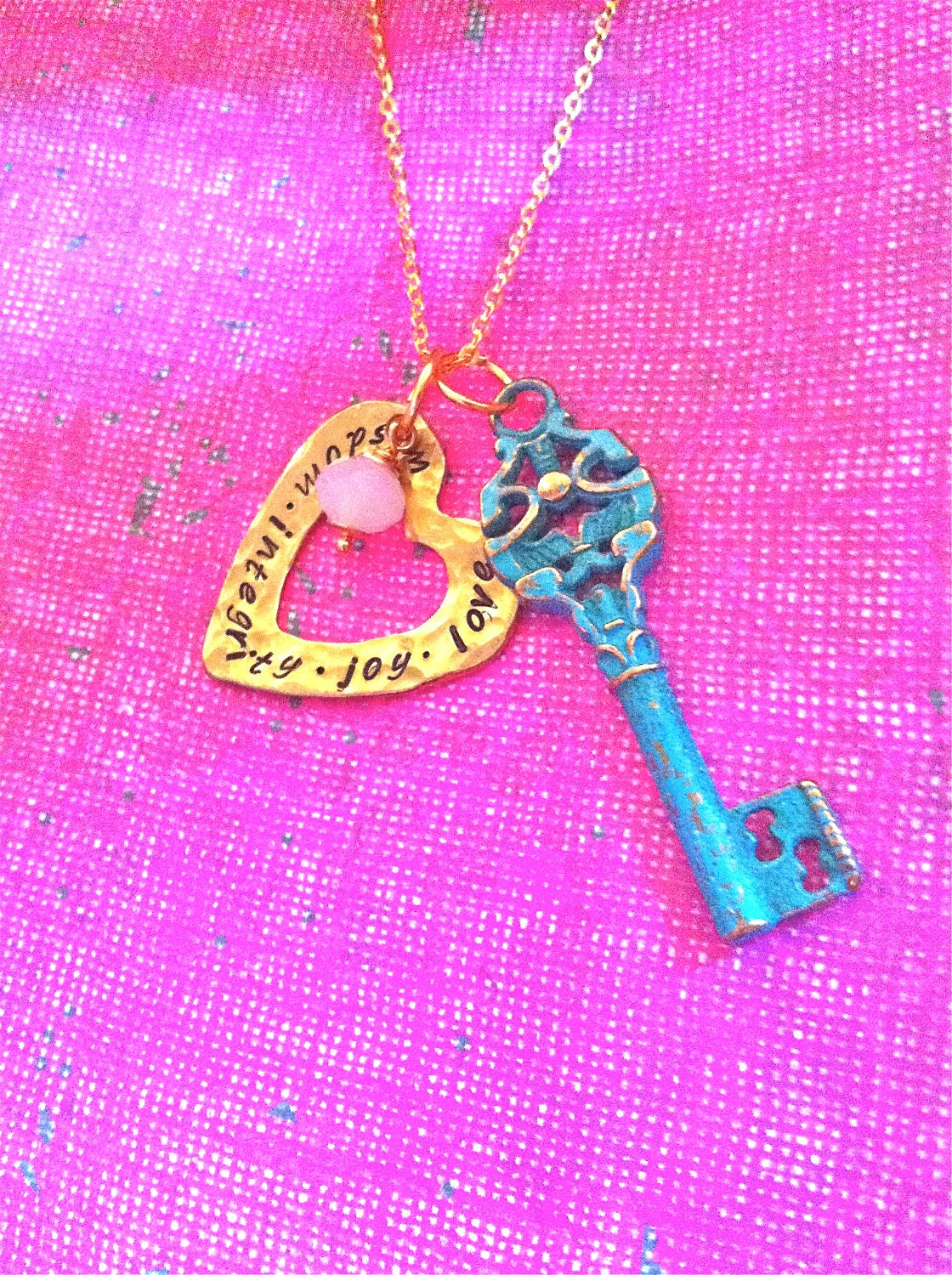 NEW-Pat.i.na Collection..Hand Stamped..Heart & Key