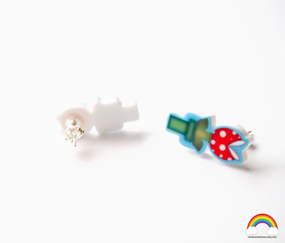 Piranha Plant Post Earrings- Super Mario Inspired