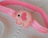 Pink Elephant Polka Dot Headband