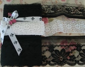 BLACK, WHITE, LACE  KIt, Nine Yards, Vintage Lace, Embellishments, Gorgeous
