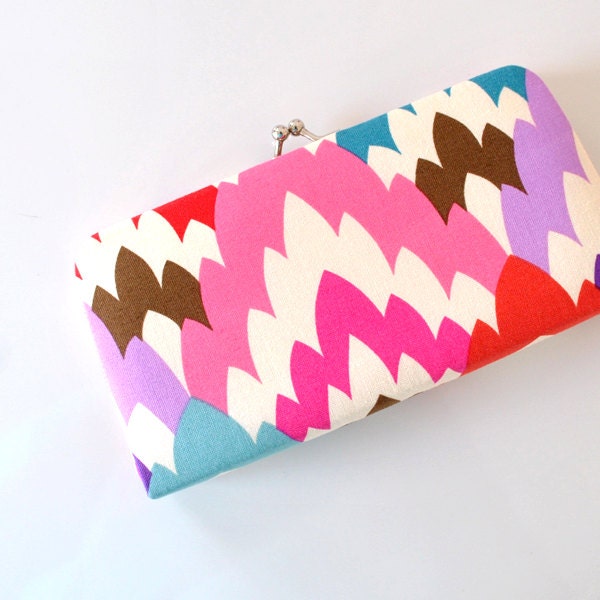 Feathered Petals in Brown by Dear Stella - Small Flat  Clutch