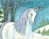 Winter Snow Unicorn Cardinal Fantasy Horse Susan Brack EBSQ Whoa Team