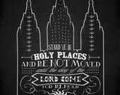 LDS Young Women 2013 Theme Poster, Stand Ye In Holy Places, Printable, DIY, Chalkboard Effect
