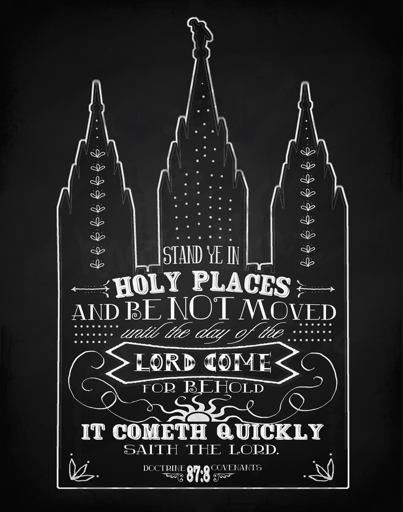 LDS Young Women 2013 Theme Poster, Stand Ye In Holy Places, Printable, DIY, Chalkboard Effect
