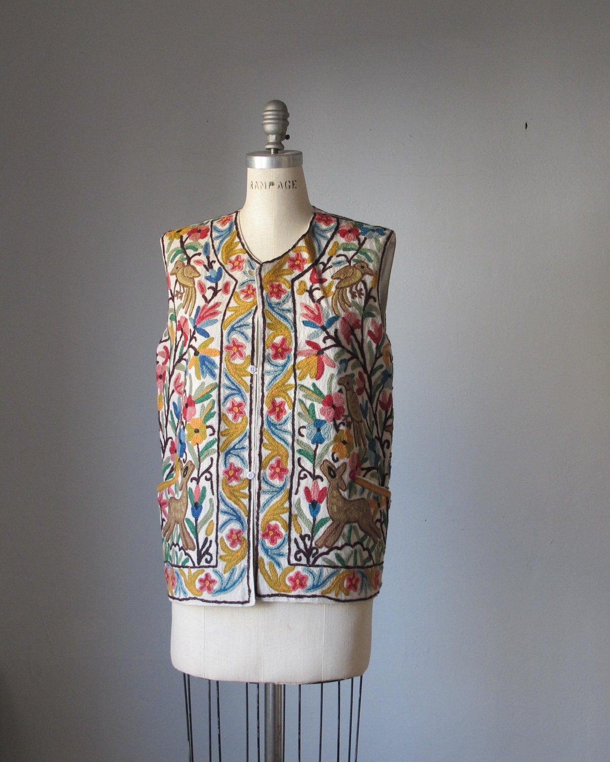 Vest , hand made , hand embroidry , ehnic , vintage , 50s