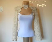 ANGORA  WEDDING  BOLERO / Shrug Wedding Accessories Hand Knitted / Bridal Accessories Shrug Jacket / Ivory Bridal Bolero Cardigan