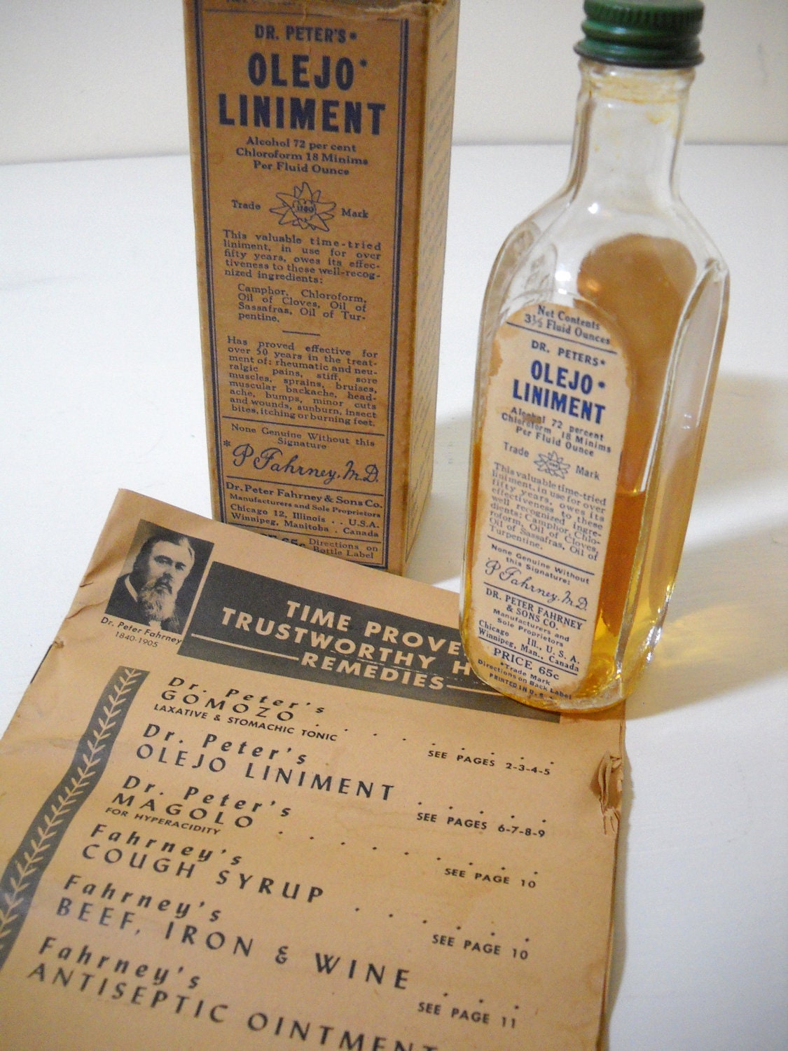 Dr. Peters Olejo Liniment Complete with Box and Pamphlet SALE