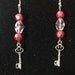 Pink and Red Key Earrings