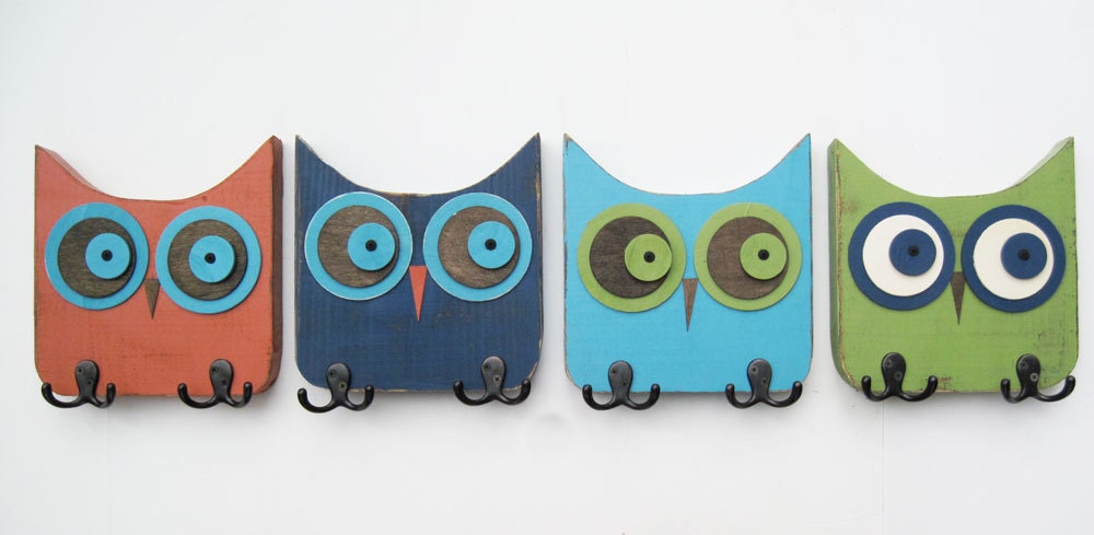 Navy Blue Owl Wall Hooks