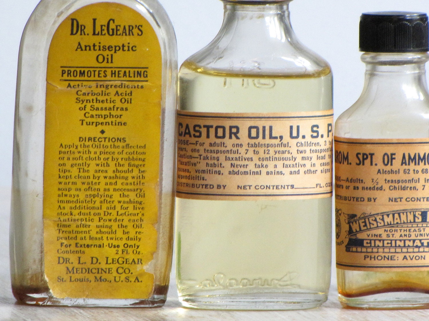 vintage collection of medicine bottles