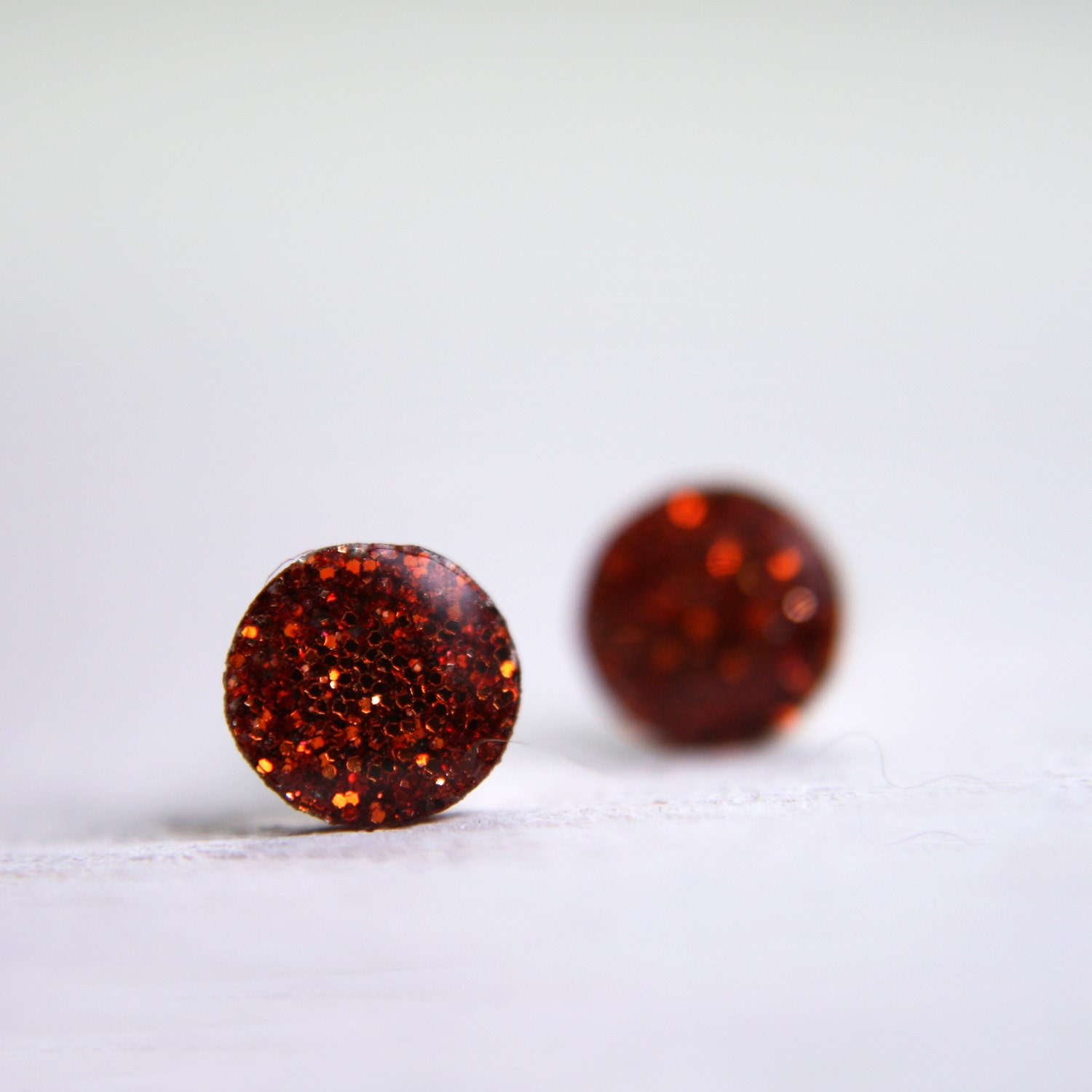 super tiny circle post earrings in orange small earrings dainty jewelry