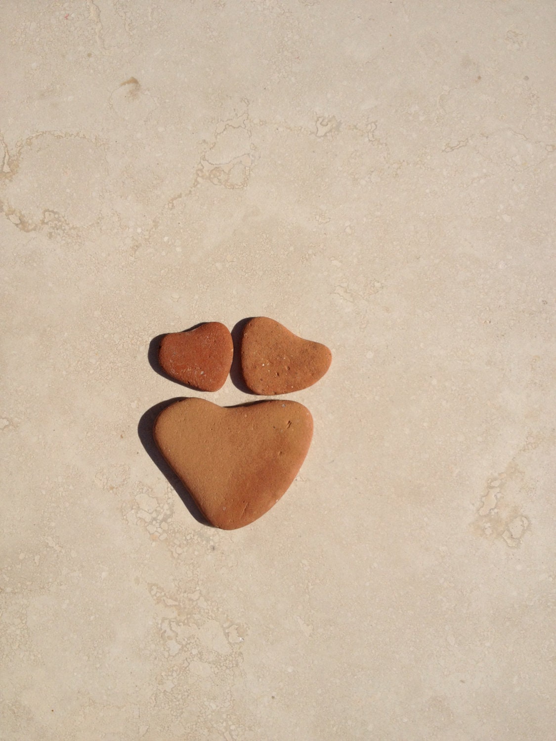 Three Beach Terracotta Pottery Hearts