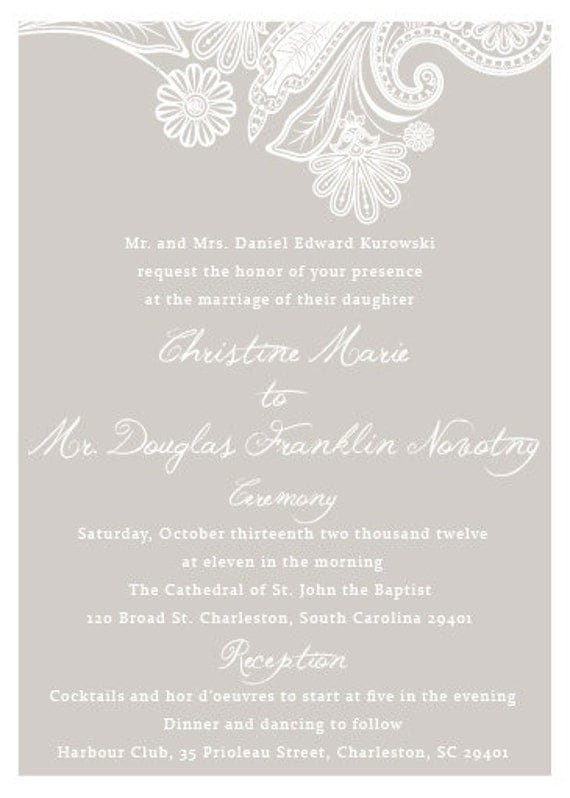 Custom Order for Chrissy- 130 Hint of Lace Wedding Invitation sets, as always FREE US shipping