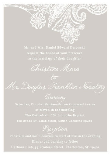 Custom Order for Chrissy- 130 Hint of Lace Wedding Invitation sets, as always FREE US shipping