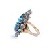 Vintage Light Blue Rhinestone Ring - Gold Tone Adjustable Costume Statement Jewelry / Baby Blue Bling