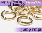 26 pcs 12g 11.0mm ID 15.2mm OD 1 troy oz gold filled jump rings 12g11.00 goldfill jumprings 14k goldfilled jewelry supplies findings