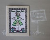 Wedding Seed Packet Card includes a package of wild flower seeds, shabby chic wedding, wedding paper goods, art mixed media, passion flower