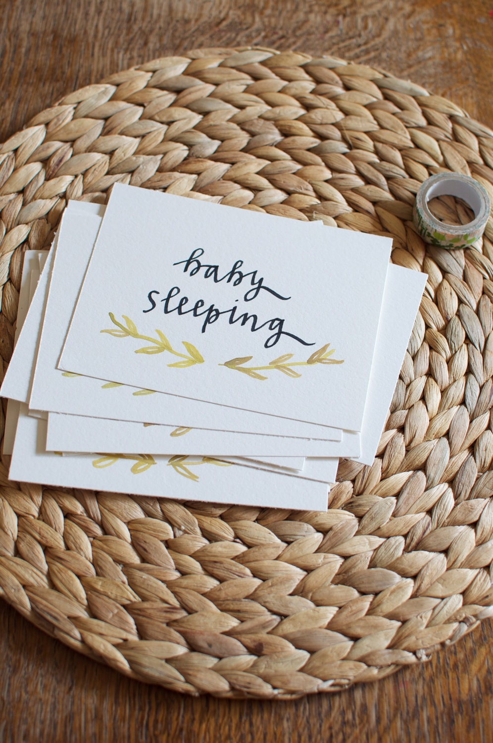 Baby Sleeping calligraphy and watercolor signs