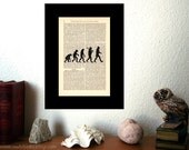 Evolution Vintage Art Print on Antique 1896 Dictionary Book Page