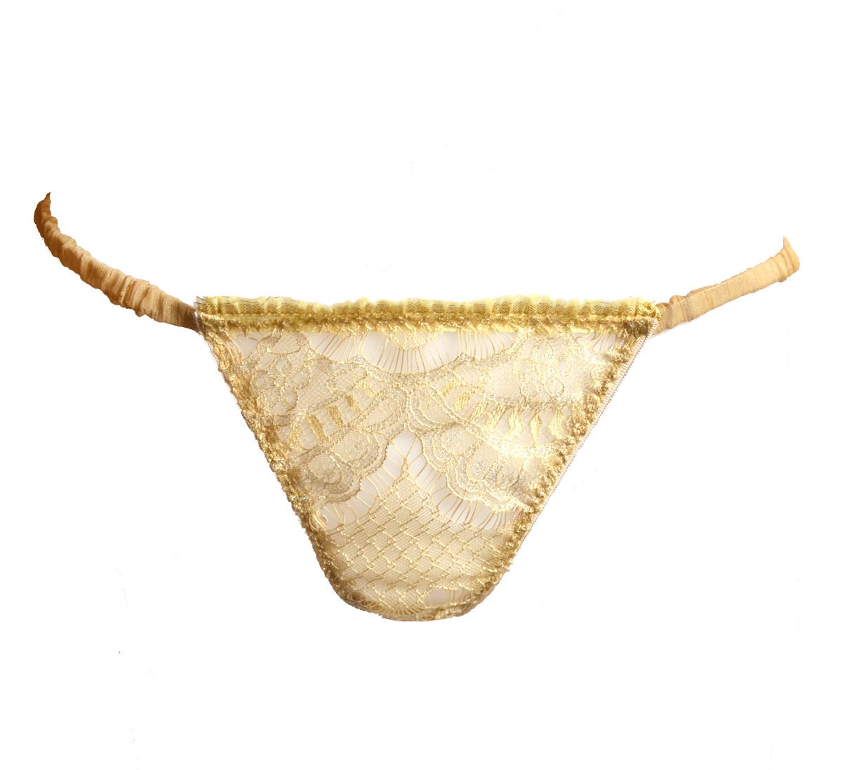GOLDIE Leavers Lace Thong Panties - bridal wedding  Lingerie
