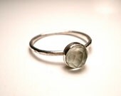 Green Amethyst Stacking Ring in Sterling Silver- SIZE 6