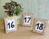 Wedding Table Numbers, Sewn Burlap Lace Tent Cards, Rustic set of 10, Custom Colors Available