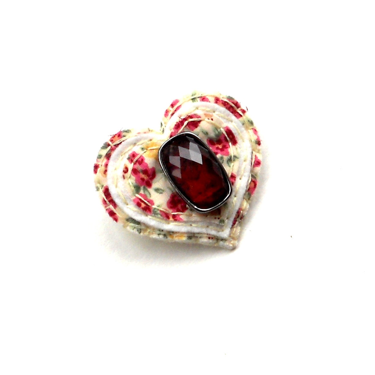 Felt brooch jewelry jewellery uk seller vintage Ruby Rock