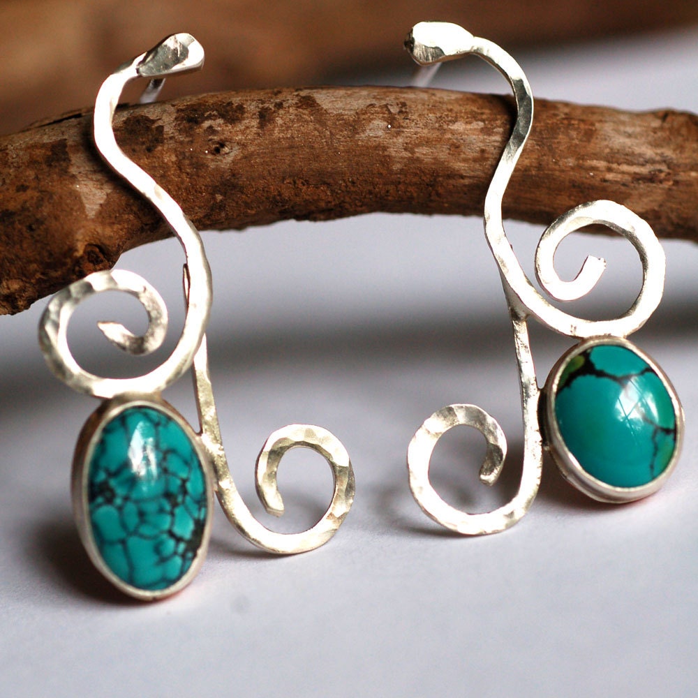 a turquoise breeze... sterling silver turquoise post earrings