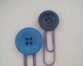 PAPERCLIPS - 2 Giant Translucent Paperclips with Vintage Buttons