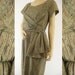 50s Cocktail Dress - Chantilly Lace Sage Sheath with Sash Bow - 29" Waist (72.5 cm)