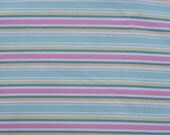 Cotton Fabric, 1 Yard, Folk Heart Stripe, Aqua, Pink, Yellow, Green, White, Quilting, Pillow, Dress, Decor, Additional Yards Available