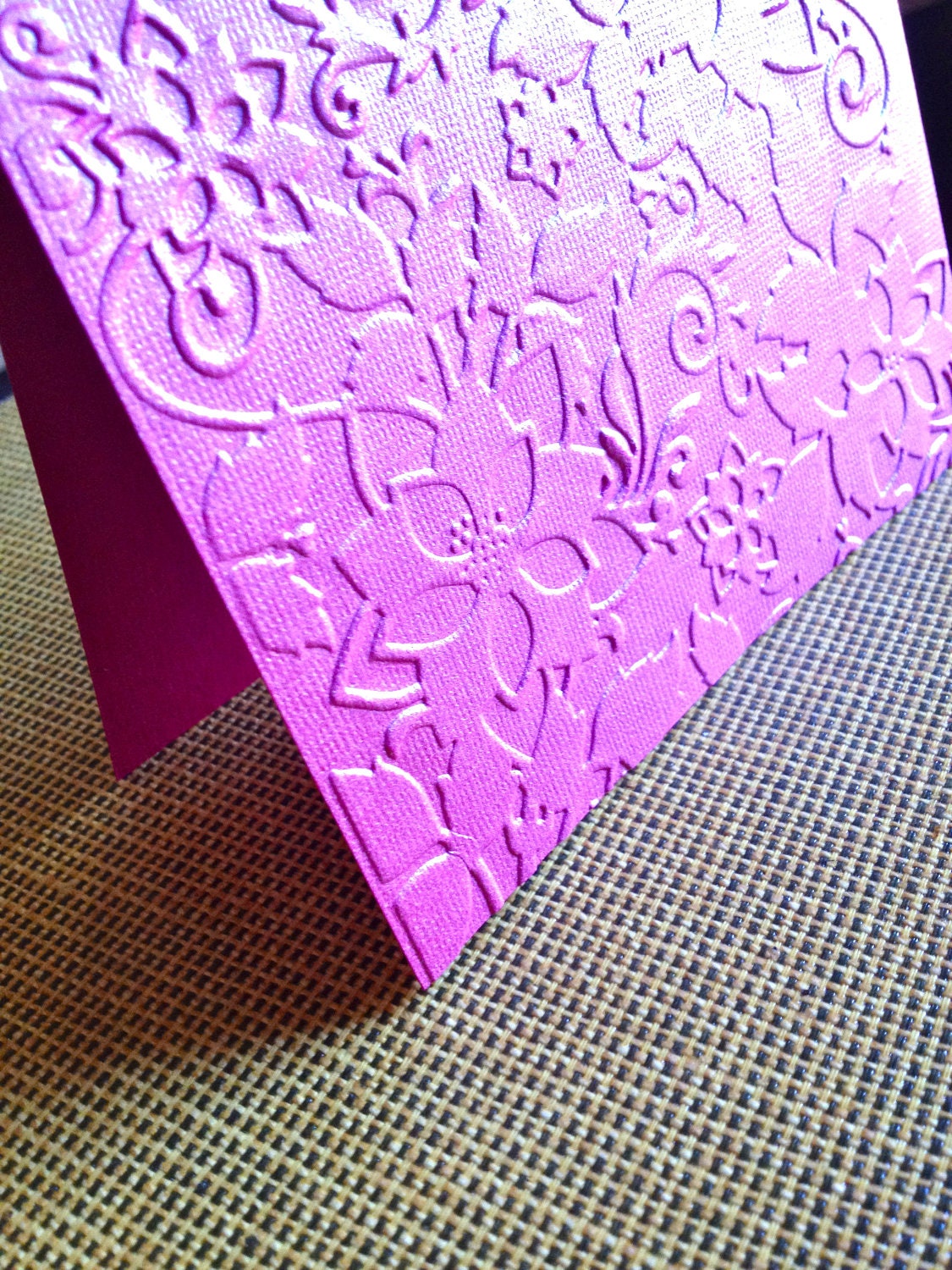 Embossed Magenta Floral Cards (Set of 8 - A2) - blank inside - from anna.michelle Cards