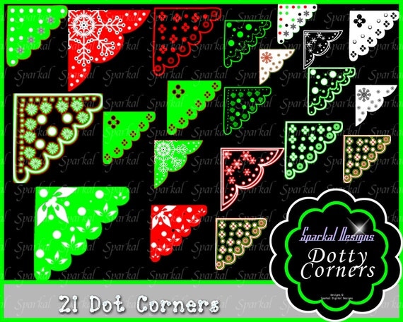 Christmas Digital Doodle Frames Corner Clip Art Frame Flourishes Corners Clipart Digital Scrapbooking frames Il_570xn
