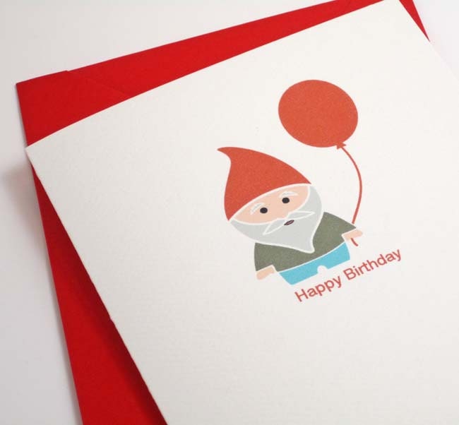 Birthday Card Gnome Happy Birthday Blank Recycled Paper